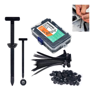 lot 4256 image: 50pcs Black Nylon Cable Tie Buckle �� Self-Locking Fasteners with Pin & Button, UV Resistant for Car Daily Fixing & Plastic Tie Applications (50) - Retail $0
