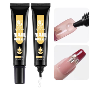 lot 4262 image: Pack of 4 SUTOKAKA Gel Nail Glue for Nails Tips, 2pcs 15g Super Strong Solid Gel Soak Off for Acrylic Extensions Fake Nails Press On Nails U V Lamp Curing Needed Long Lasting Gel Glue Kit - Retail $0