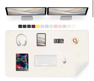 lot 4266 image: Large Desk Pad, 47.2 x 17 PU Leather Desk Mat for Desktop, Non-Slip Office Desk Mat for Desk, Desk Blotter Pad, Waterproof Computer Pad for Desk, Keyboard Mats for Home & Office (Ivory White) - Retail $0