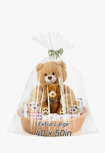 lot 4269 image: Colarr 6 Pcs Thank You Extra Large Cellophane Bags for Gift Baskets 43x51 Inch Thank You for Being Awesome Thick Sturdy Clear Cellophane Wrap for Employee Appreciation Coworker Staff Jumbo Huge - Retail $0