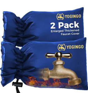 lot 4289 image: Outdoor Faucet Covers for Freeze Protection, 2 Pack 6.7 x 9.5 Blue Hose Bib Insulated Socks, Water Spigot Winter Protector - Retail $0