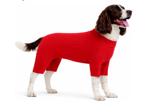 lot 4315 image: Dog Full Bodysuit �� Stretchy Yoga Fabric 4-Leg Dog Pajamas, Breathable & Lightweight Dog Onesie for Indoor & Outdoor, Shedding Control & Travel Wear yellow XL - Retail $0