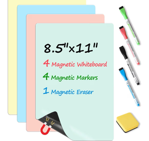 lot 4316 image: MAXECHO Magnetic Dry Erase Board Sheets, 4 Colors White Board for Fridge with 4 Markers & 1 Eraser, Reusable Blank Magnetic Whiteboard for Refrigerator, Locker, Cabinet, Door 8.5 x 11 - Retail $0