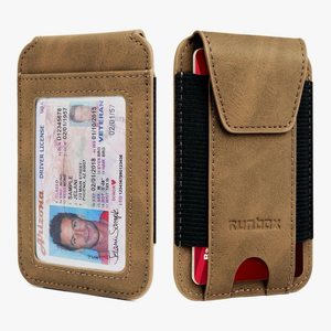 lot 4319 image: RUNBOX Wallet for Men 6-8 Cards With ID Window RFID Blocking Wallet Credit Card Holder Minimalist Front Pocket Gifts Ideal Choice - Retail $0