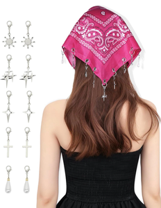 lot 4320 image: Bandana for Women - Hollow Out Square Headband, 22.8 Inch Soft Stylish and Breathable Neck Scarf Hair Band - Retail $0