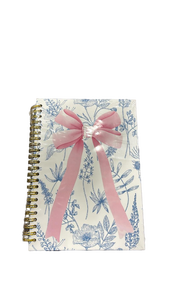 lot 4327 image: Pugwak Coquette Pink Bow Floral Journal Notebook - Preppy Tredny Flower Notebooks College Ruled for Work School, Gifts for Girls Women, Office Supplies, Hardcover Spiral Notebook 5.5x8.3 - Retail $0