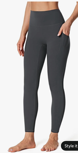 lot 4329 image: Gefyvcf Womens Seamless Leggings 28 Inseam with Pockets Buttery Soft High Waisted Tummy Control Full Length Yoga Pants XXL - Retail $0
