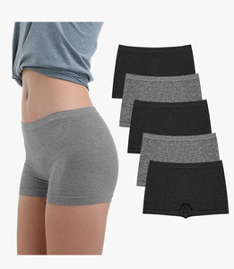 lot 4337 image: LALESTE Womens Boyshort Underwear Full Coverage Seamless Panties Soft Stretch Boxer Briefs 5pair - Retail $0