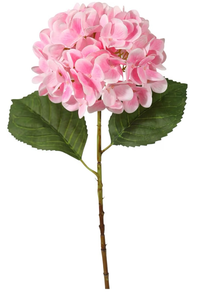 lot 4349 image: 17.75 Artificial Hydrangea Stem with 8 Pink Bloom �� Lifelike Faux Flower for Home, Wedding, and Floral Arrangements - Retail $0