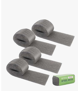 lot 4357 image: Steel Wool Mice Control 3 inches x 13 feet Stainless Steel Wool 0000 Fine Wall Hole Filler, Gap Blocker, Barrier in Holes, Wall, Pipeline, Vents for Garden, House, Garage (#0000, 4) - Retail $0