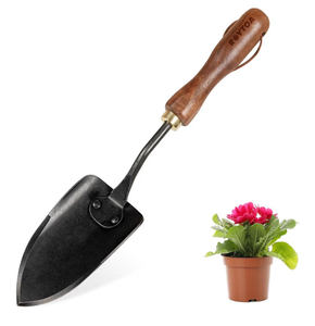lot 4369 image: ROYTOA Garden Hand Trowel, Heavy Duty Stainless Steel Garden Shovel with Walnut Handle, Small Gardening Tools for Planting, Digging and Wedding - Retail $0