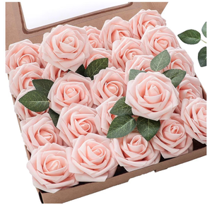 lot 4371 image: 50 Roses artificial Pink Roses 25-50 Leaves - Retail $0