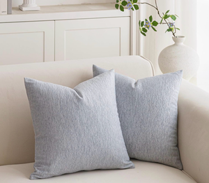 lot 4378 image: NiNi ALL Glossy Textured Throw Pillow Covers Grey 18x18 Inch Set of 2 Decorative Luxurious Pillow Cover Farmhouse Similar to Silk Luster Pillowcase Cushion Cases for Couch, Bed, and Home Decor - Retail $0