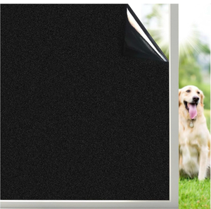 lot 4385 image: Coavas Decorative Window Privacy Film, Heat Control Sun Blocking Stained Glass Window Film, Floral Design Static Cling, Non Adhesive Windows Tint for Bathroom Front Door, Black, 17.5 x 157.4 - Retail $0