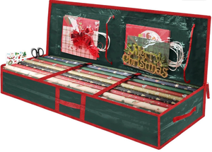 lot 4393 image: Christmas Gift Wrapping Paper Organizer Storage Bags,Plastic Container for Holid - Retail $0