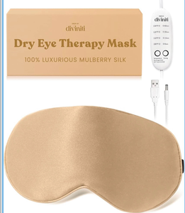 lot 4399 image: Heated Eye Mask for Dry Eye Relief - Stye Treatment, Warm Compress for Eyes, Sinus Mask, Electric Warming Patch - Champagne - Retail $0