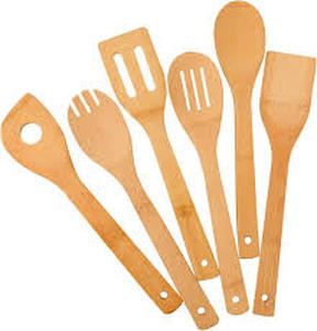 lot 4056 image: Bamboo Kitchen Utensils, 6 pcs Nonstick Spatula Tools with Handles, Heat Resistant Spatula Set, Non-stick Cooking Utensil, Premium Wooden Spoon Sets - Retail $0