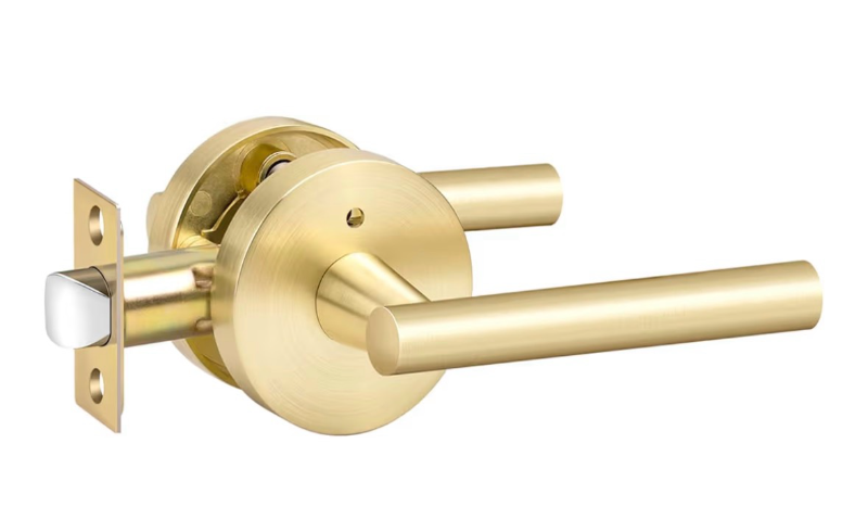 lot 2195 image: Goldenwarm 1 Pack Gold Door Handles Interior, Brushed Gold Privacy Lever Door Handle, Heavy Duty Interior Bedroom Door Lever Pack, Door Handles for Bathroom