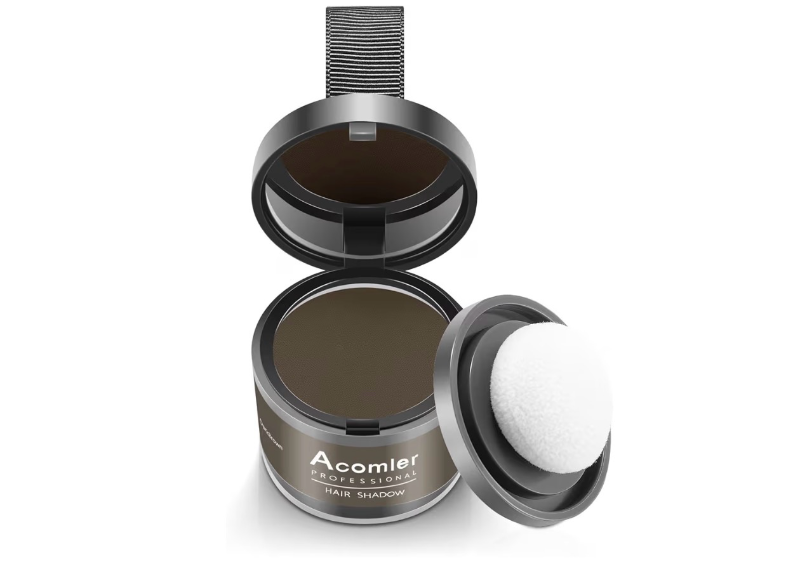 lot 2618 image: Acomler Instantly Root Touch Up Hair Color Hairline Shadow Powder,Root Cover Up,Dark Brown for Thinning Hair, Grey Hair Coverage Hair Powder for Women with Eyebrows,Beard Line,Bald Spots (Dark Brown) - Retail $0