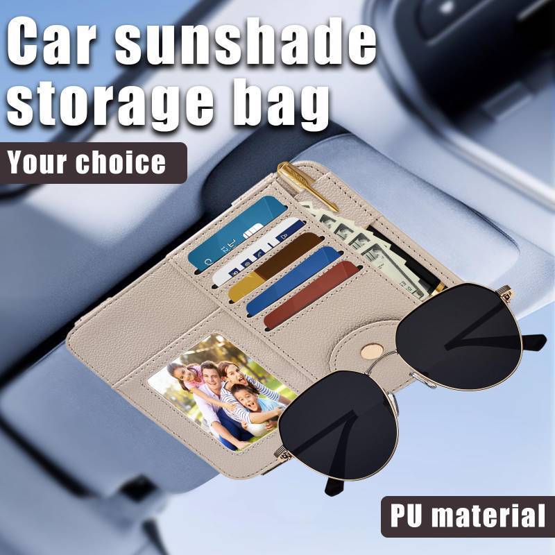 lot 3656 image: Peisicne Visor Organizer, Purple Sunglass Holder For Car, Sunvisor Organizers with Multiple Pockets and Picture Frame, Essential Car Interior Accessories for Women and Men