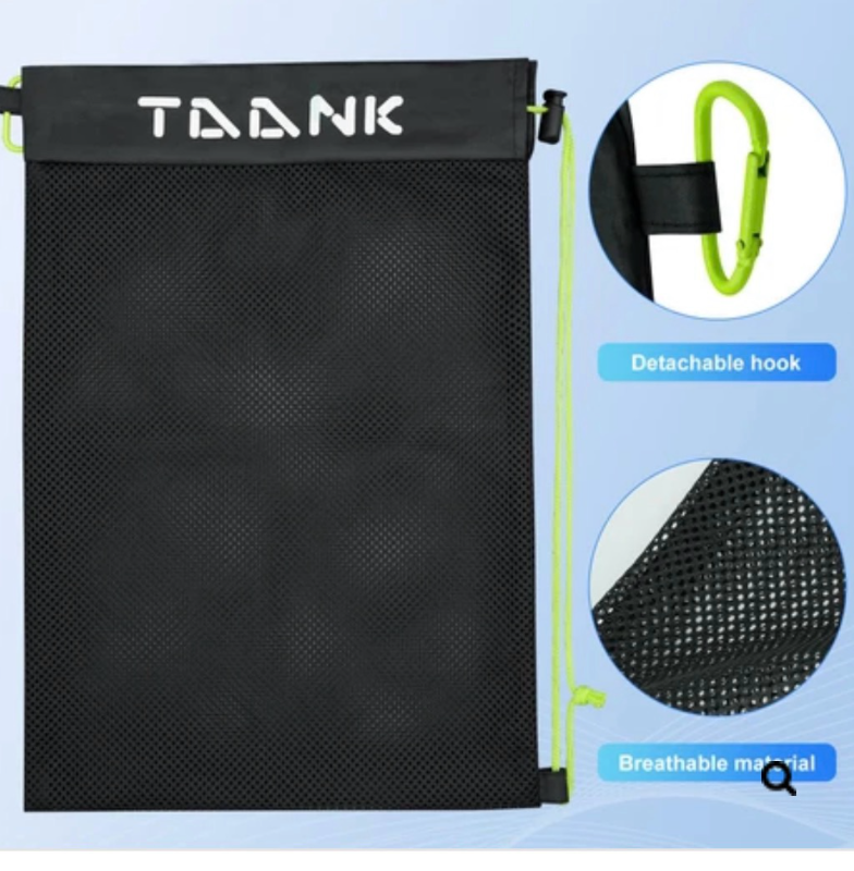 lot 3815 image: TAANK 2 Pcs Mesh Sports Bag with Drawstring Closure,18x12inch Mesh Bag for Pickleballs&Softballs&Tennis&BaseBalls&Golf Balls.Mesh Laundry bags&Beach bag - Retail $0