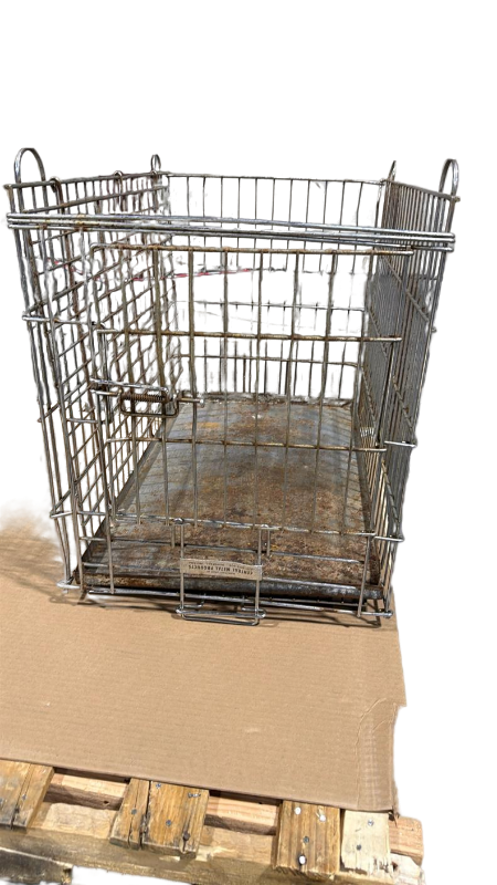 lot 3971 image: (Used) Stainless Steel Wire Pet Crate with Carrying Handles - Retail $45