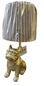 lot 4401 image: French Bulldog Brushed Gold Table Lamp RARE - Retail $0