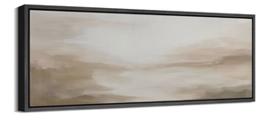 lot 4408 image: Large Framed Canvas Soft Neutral Abstract Horizon Illustrations Modern Art Calm Warm for Living Room, Bedroom, Office - 60x20 - Retail $0