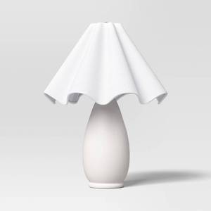 lot 4415 image: Wavy Shade Collection with Ceramic Base Table Lamp White - Threshold - Retail $75
