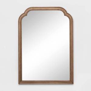 lot 4423 image: 30 x 42 French Country Wall Mirror Brown - Threshold Sturdy Wood Frame, Wall Mount - Retail $100