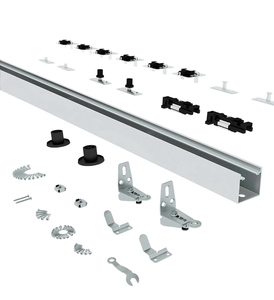 lot 4430 image: JUBEST 48 Bifold Door Hardware, Top Mounted Bi fold Door Hardware Kits, Closet Door Hardware for Inside Door, Bathroom, Cabinet, 4 Doors System (NO Doors Include) - Retail $0
