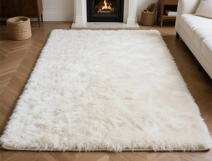 lot 4455 image: Large white area rug - Retail $0