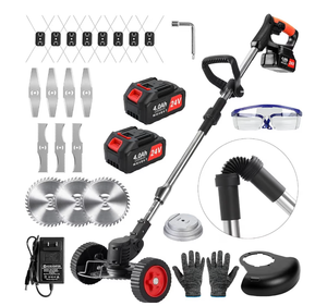 lot 4458 image: Electric Weed Wacker Cordless,24v Battery Powered Weed Eater��with Blade & 2 4.0 Ah Batteries & Charger, 3 in 1 Women Lightweight Grass Trimmer�� Brush Cutters for Gardens, Yards, and Patios (Orange) - Retail $0