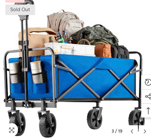 lot 4467 image: MyDepot Folding Wagon Four Wheels, All-Terrain Foldable Beach Wagon - Retail $0