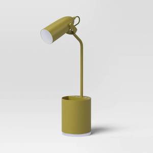 lot 4469 image: 2 pack Task Table Lamp with Nightlight Offbeat Olive Integrated LED Bulb - Room Essentials - Retail $32