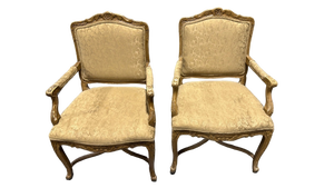 lot 4472 image: Vintage Pair of French Provincial Style Upholstered Armchairs - Retail $400