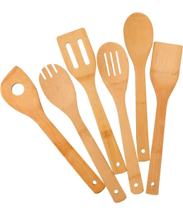 lot 4485 image: Zhuoyue Kitchen Cooking Utensils Set, 6 Pcs Bamboo Wooden Spoons & Spatula Kitchen Cooking Tools for Nonstick Cookware and Wok - Retail $0