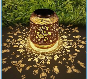 lot 4487 image: Solar Lanterns Outdoor Waterproof Christmas Birthdays Gifts for Women Mom Grandma Butterfly Garden Decor Metal Hanging Solar LED Lights for Patio(Butterfly Swarm) - Retail $0
