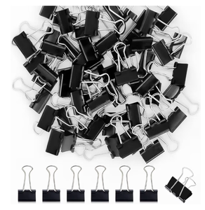 lot 4501 image: 120 Pack Black Binder Clips 0.75 Inch, Small Paper Clamps, Black Paper Binder Clips, Office Clips, Mini Binder Clips, Small Clips for Office Supplies Home School and Business - Retail $0