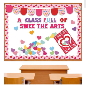 lot 4504 image: Gueevin 91 Pcs Valentines Day Bulletin Board Set Love Heart Bulletin Board Decorations a Class Full of Sweethearts Themed Cutouts for Valentines Day Office School Classroom Wall Decor - Retail $0