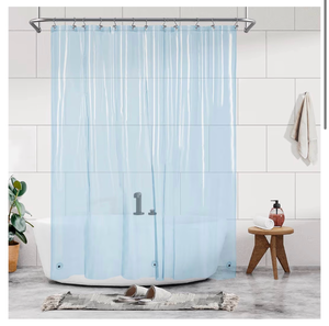 lot 4512 image: Barossa Design Shower Curtain Liner - Premium Clear Light Blue PEVA Shower Liner with 3 Magnets and Metal Grommets, Waterproof Lightweight Standard Size Bathroom Curtains - Translucent Light Blue71x74 - Retail $0