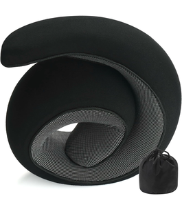 lot 4530 image: REDOFF�Travel Pillow for Neck Support, Memory Foam Neck Pillow for Airplane, Car, Office - Adjustable Strap with Magic Tape, Breathable & Portable with Storage Bag��Its Good to give Gifts.��Black�� - Retail $0