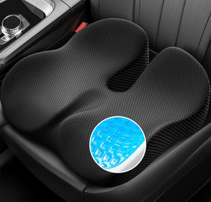 lot 4532 image: ZIKEE Car Seat Cushion for Driving with Cooling Gel, Ergonomic Memory Foam Seat Cushion for Car Provides Sciatica, Back, Tailbone Pain Relief and Intimate Ventilation, Anti-Slip & Breathable Cover - Retail $0
