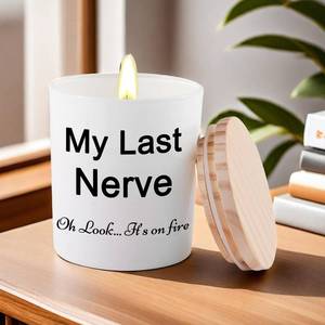lot 4536 image: BFJLIFE Candles Gifts for Women Funny Unique Mothers Day Christmas Birthday Self Care Relaxation Spa Gag Gifts for Sister Best Friend My Last Nerve Lavender Scented Soy Candle - Retail $15