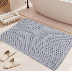 lot 4542 image: Bathroom Rugs Mat, Boho Bath Mat Super Absorbent Non Slip Bathroom Mats, Machine Washable Bathroom Rugs for Bathroom, Ultra Soft Bath Mat Towel, 25 x 37, Light Grey - Retail $0