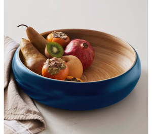 lot 4555 image: salomayes Fruit Bowl for Kitchen Counter, Blue-Edged Minimalist Ceramic Decorative Bowl, Key Bowl for Entryway Table, Home D�cor Accent Dish (see pic) - Retail $0