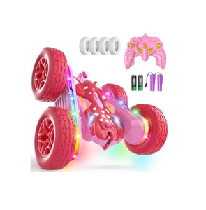 lot 4562 image: Terucle Remote Control Car for Girls, Pink RC Cars Stunt RC Car Girl Toys for Girls Double-Sided 360° Rotating with Headlights 4WD Kid Toys for Birthday Gifts (Pink) - Retail $0