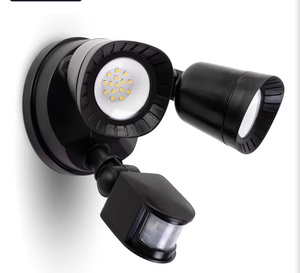 lot 4577 image: LUXFLY LED Motion Sensor Outdoor Light, 16W 1900LM 5000K Daylight, IP65 Waterproof Flood Lights, 2 Head Dusk to Dawn Motion Detected Security Light for Patio, Garage, Yard(White) - Retail $0