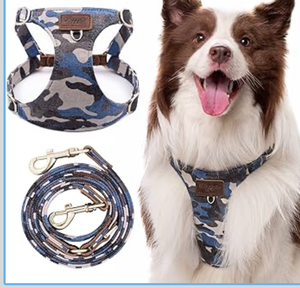lot 4578 image: Dog Harness, No Pull Dogs Harness and Multi-Function Leash Set for Medium Dogs Easy Walk Everyday Adjustable Soft Dog Vest Harness Fashionable Dog Accessories Camouflage Blue-Slim Large - Retail $0