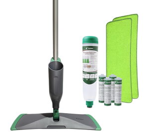 lot 4579 image: Eyliden Spray Mop with Bio-Enzyme Cleaner, Floor Mop for Hardwood, Tile & All Floors, Breaks Down Grease & Odors Naturally, 360° Swivel, 2 Washable Microfiber Pads, 4x10ml  - Retail $0